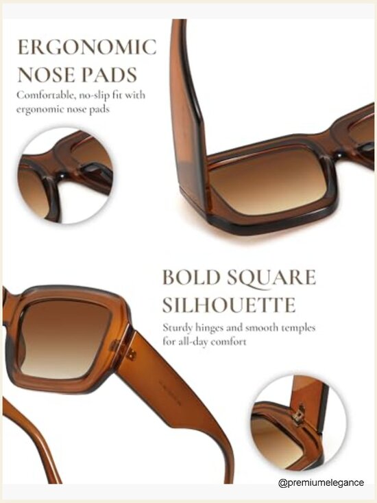 Oversized Chunky Square Sunglasses UV400 Trendy Eyewear